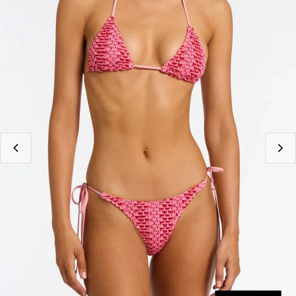 triangl swimwear Pink Crochet Tie-Side Triangle Bikini Set